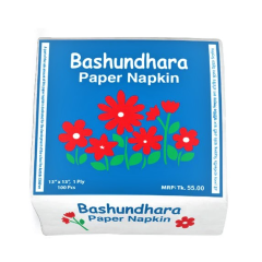 BASHUNDHARA PAPER NAPKIN 13"X13" 1PLY 100PCS