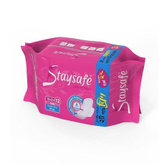 STAYSAFE SANITARY NAPKIN- 10+2=12 PADS (REGULAR FLOW WINGS)