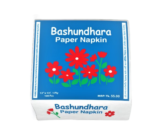 BASHUNDHARA PAPER NAPKIN 13"X13" 1PLY 100PCS